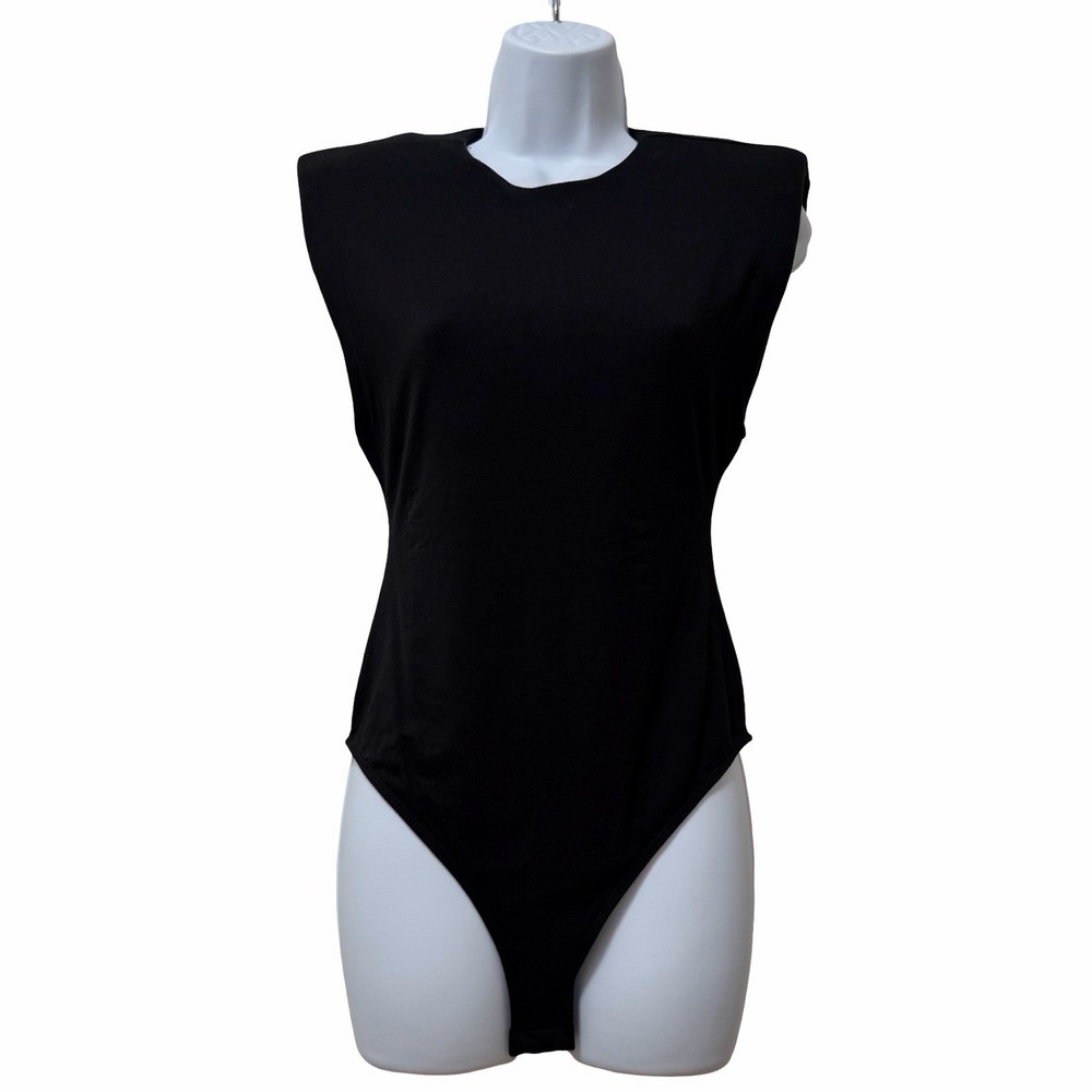 Reformation Womens Citta Padded Shoulder Bodysuit Size S Black‎ Capsule Minimal